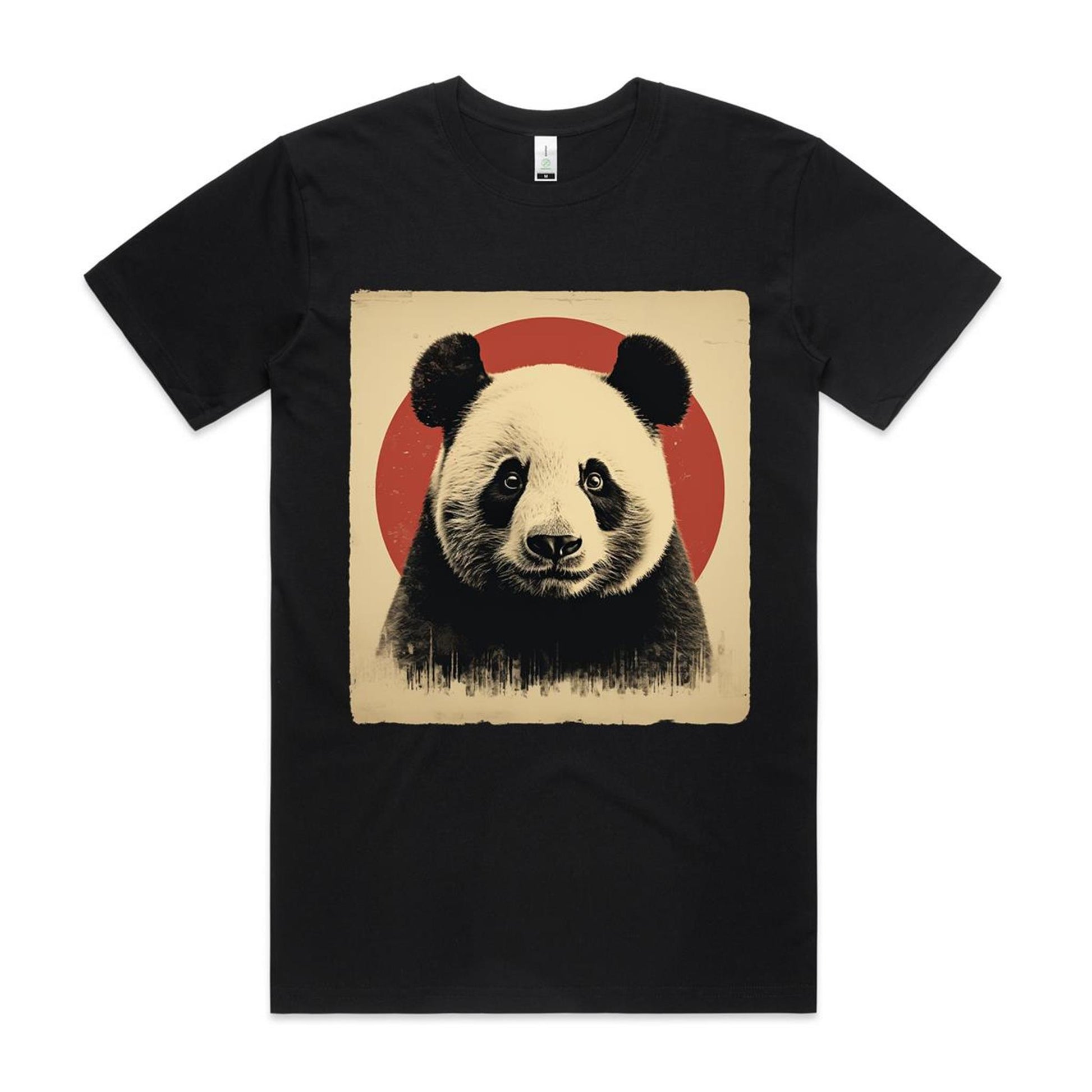 Panda T-shirt, organic cotton, black.