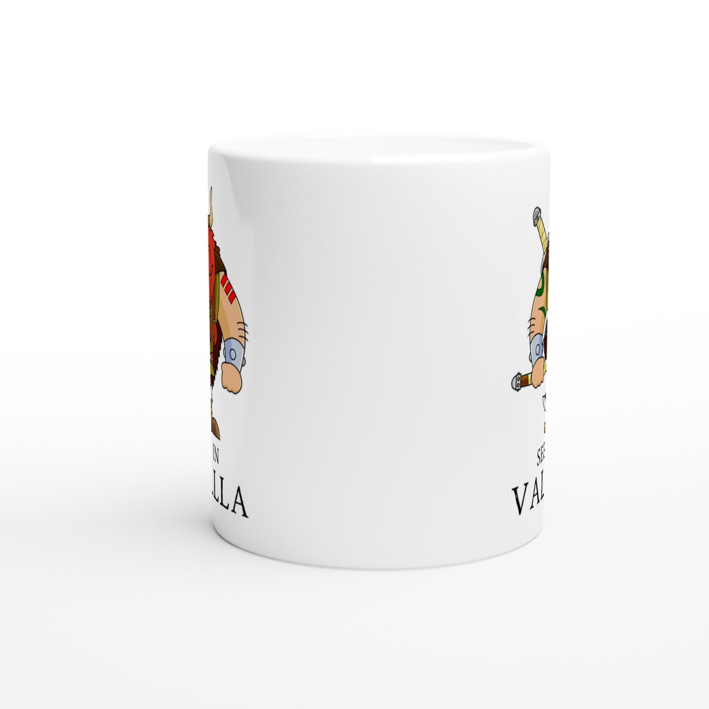 viking valhalla mug, side view.