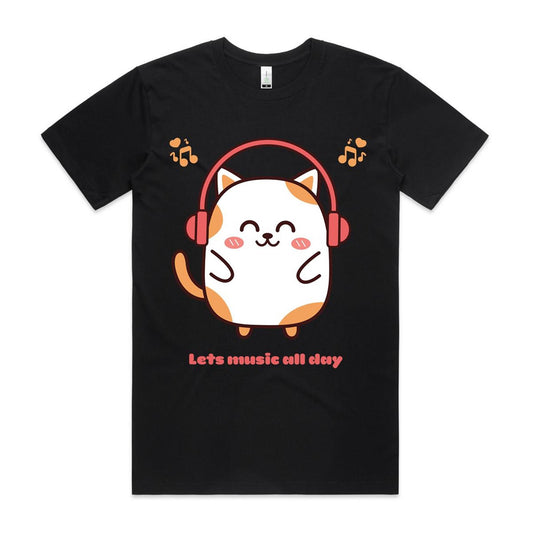 Kawaii Cat Tshirt, Let's music all day!