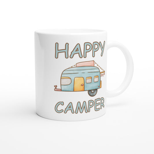 Happy Camper coffee mug, caravan gift.