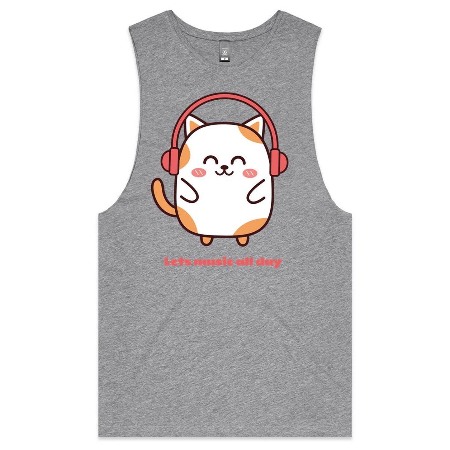 Cat Kawaii muscle Tee, Lets Music.