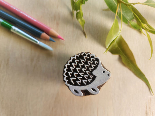 animal craft stamps, hedgehog, handmade wood