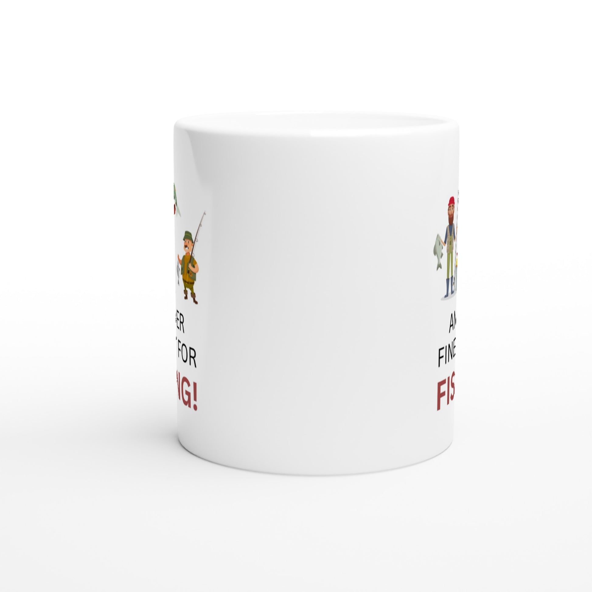 Fishing mug, side view.