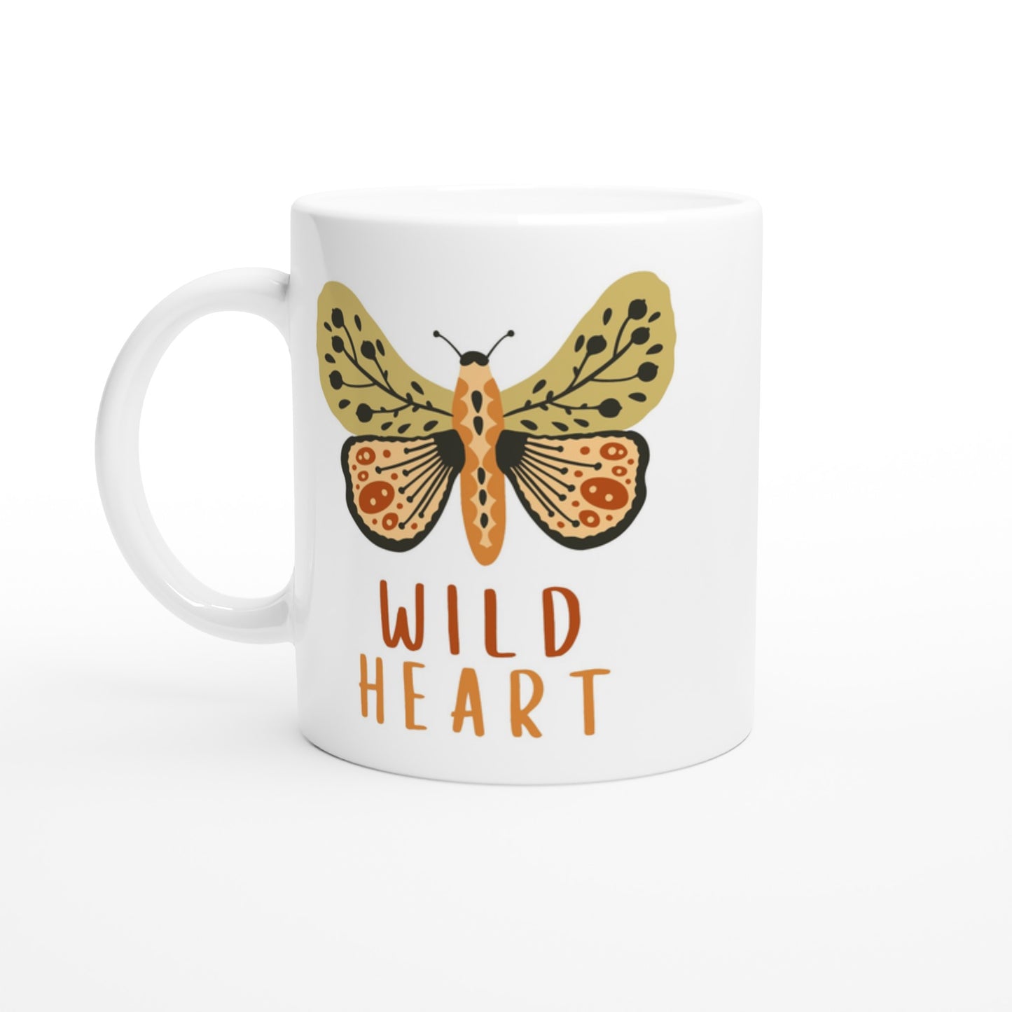 boho, wild heart, butterfly, coffee cup, mug.