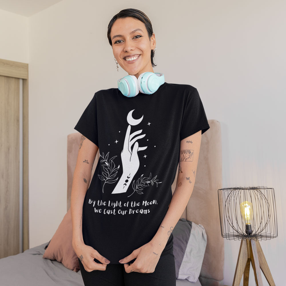 Boho-Witchy Moon Tshirt, womens graphic tee.