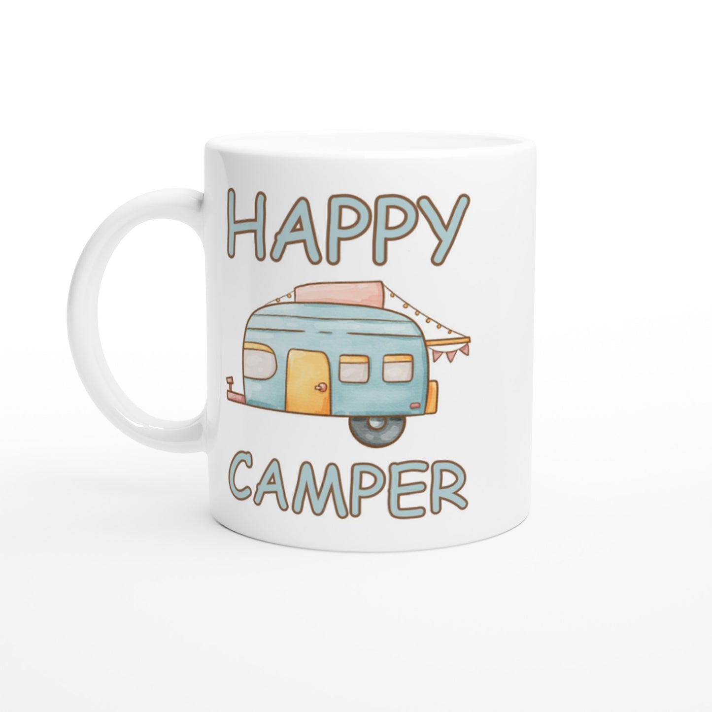 caravan coffee mug, happy camper.