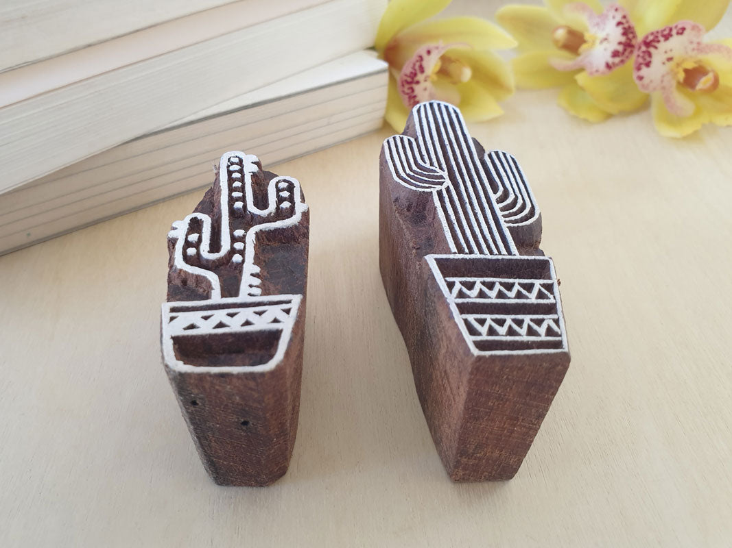 Wood Block Stamps - Cactus Stamp Set.