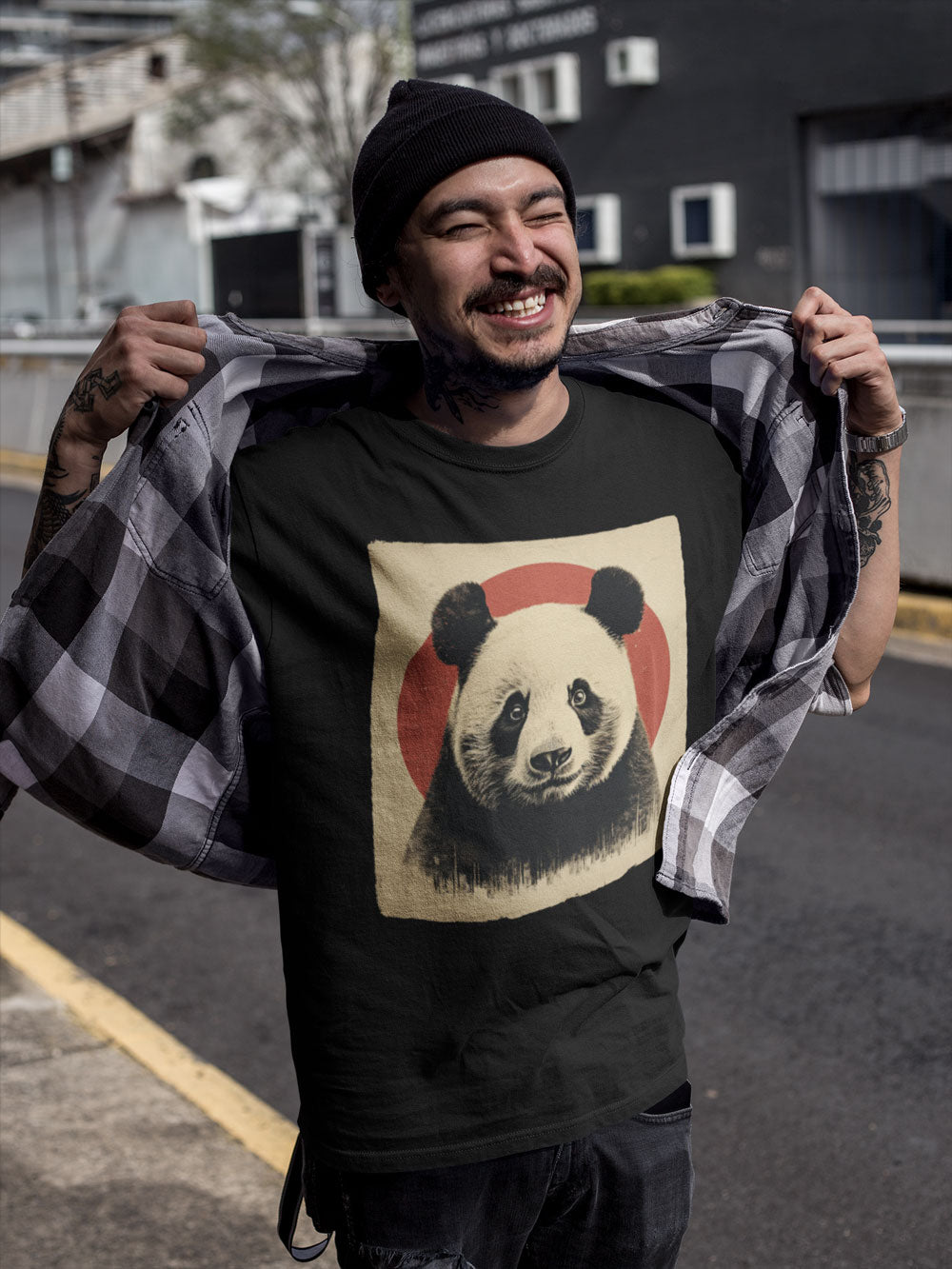 Cool panda T-shirt, organic cotton streetwear.