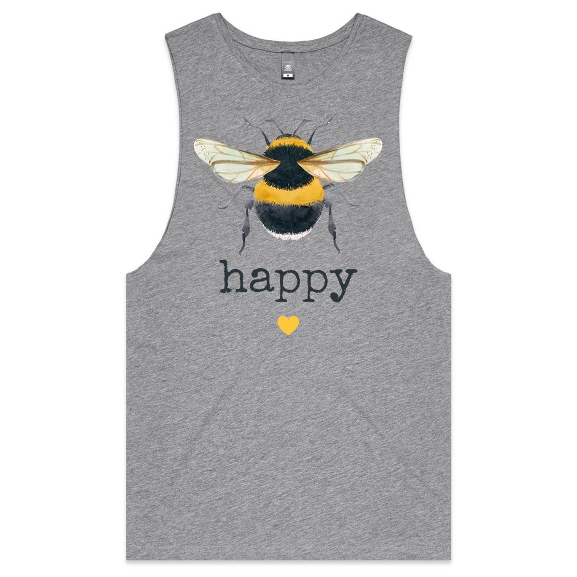 Bee happy muscle tee, tank top.