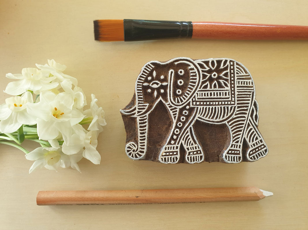 Elephant stamp. Wooden stamps. Hand carved in India.