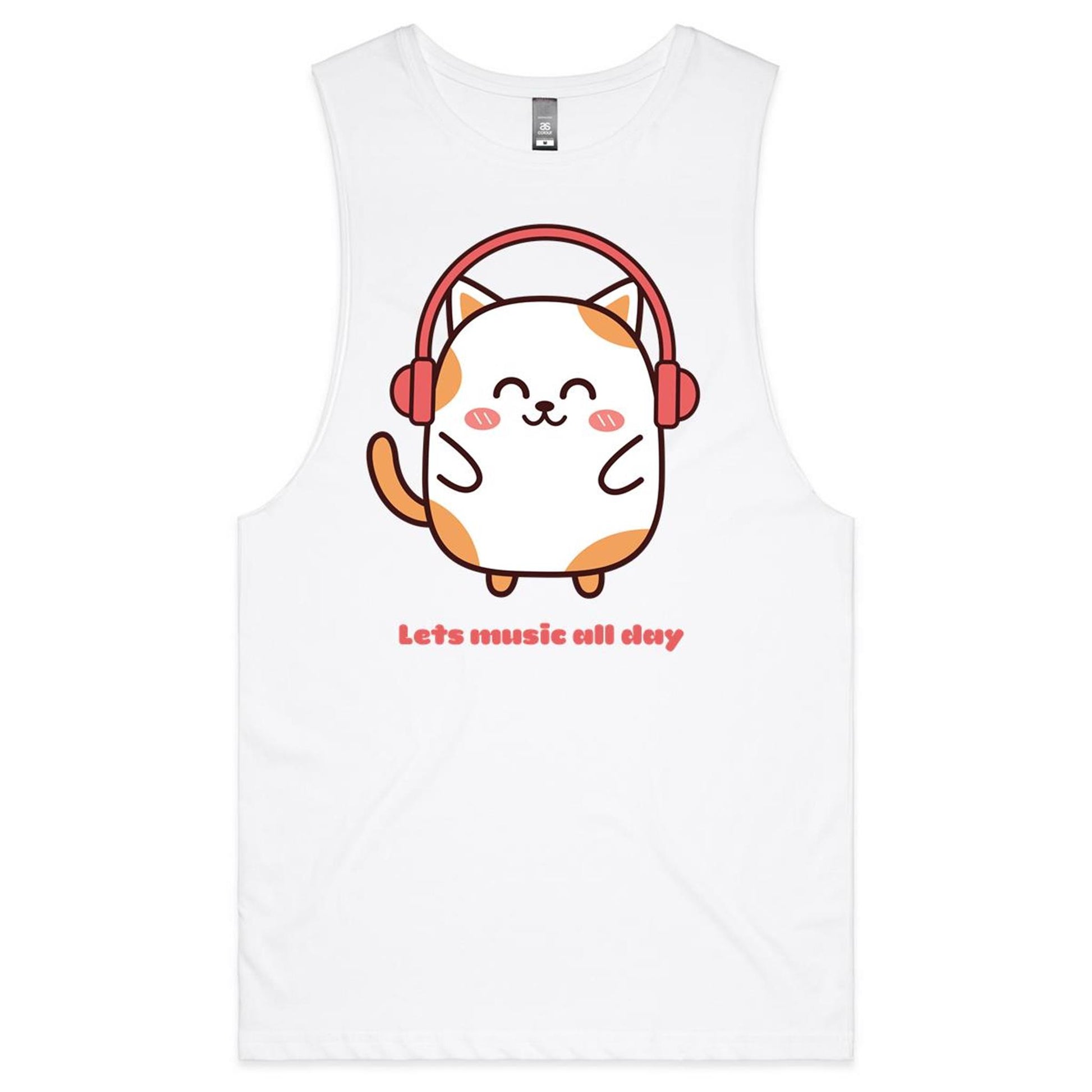 Kawaii cat, let's music tank top.