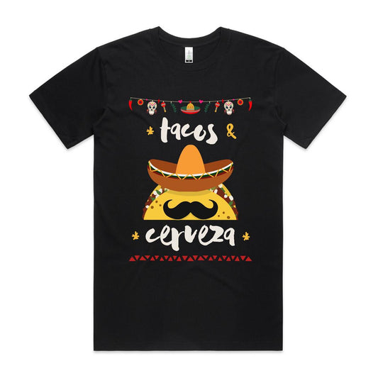Tacos & Cerveza novelty Tshirt, Organic Cotton..