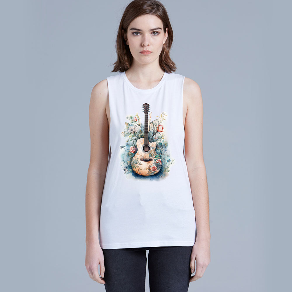 guitar muscle tee, tank top. graphic tshirts.