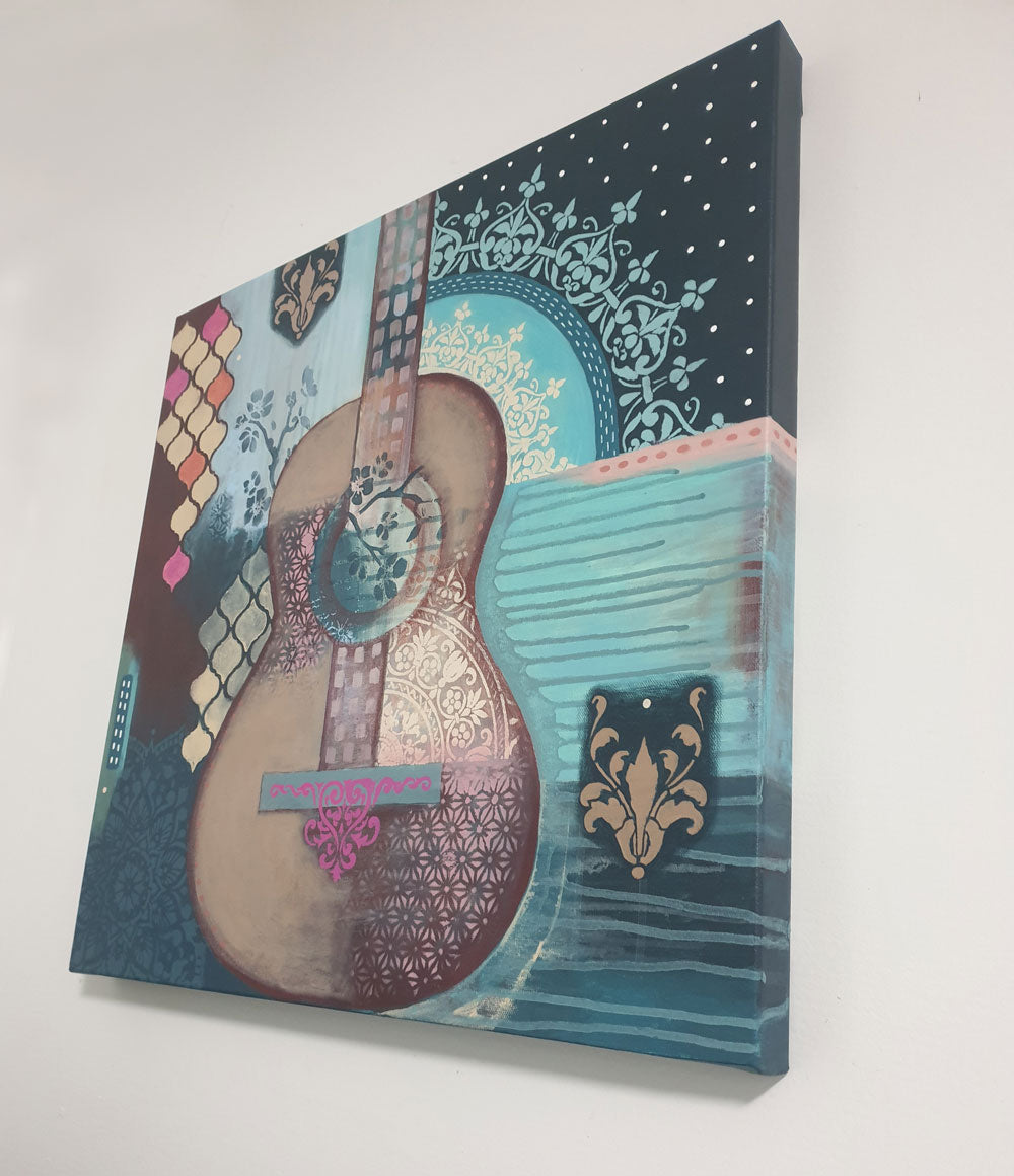 Guitar Serenade, Acrylic on Canvas, Painting
