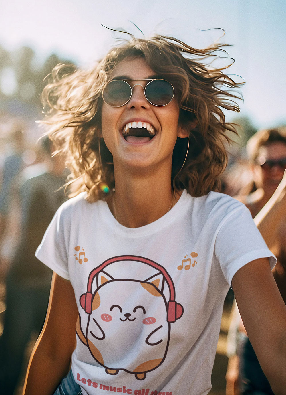 Kawaii cat Tshirt, White.