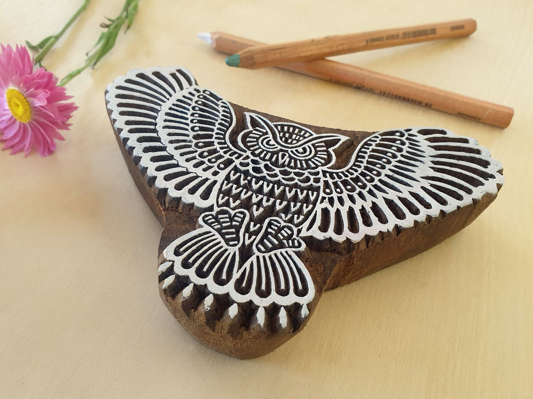 Large hand carved owl stamp.