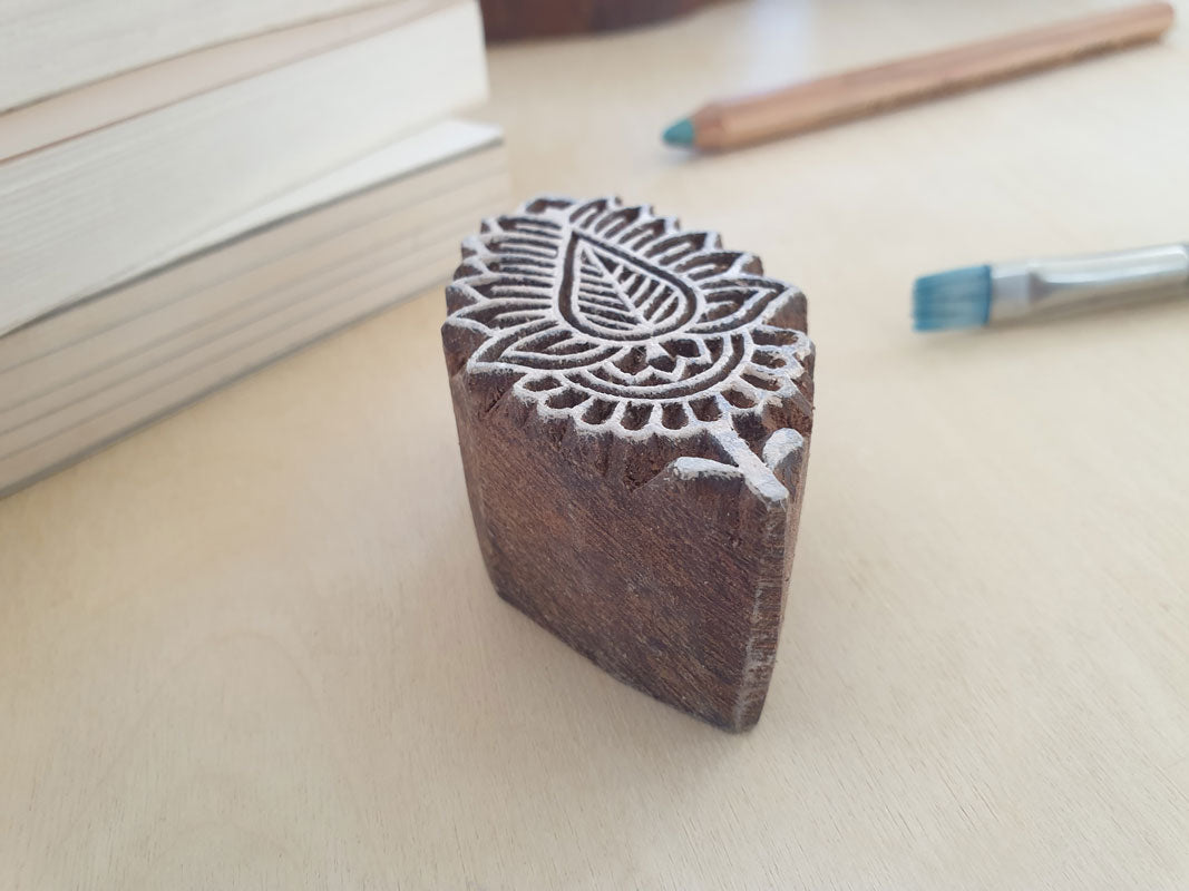 Hand carved leaf stamp, wooden stamps.