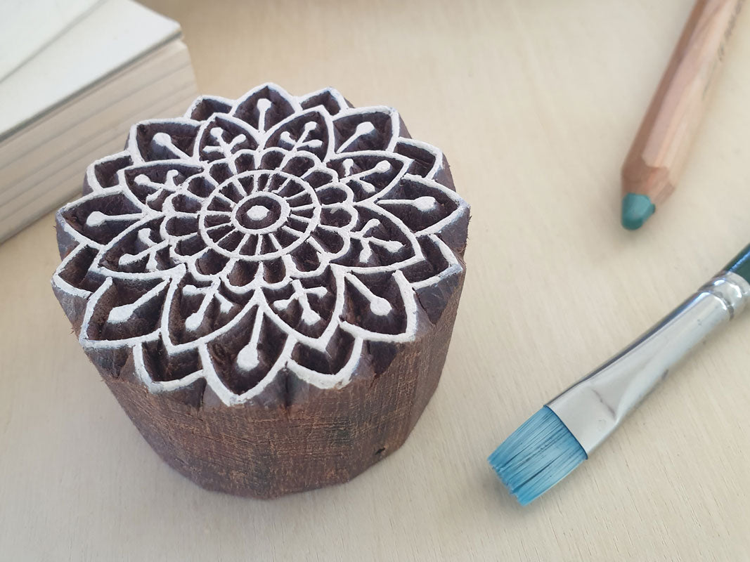 Floral mandala stamp, wood block stamps.