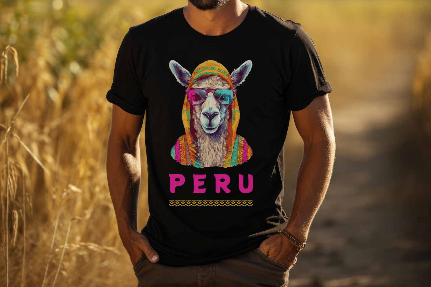 Mens Peru tshirt. graphic tee, organic cotton.