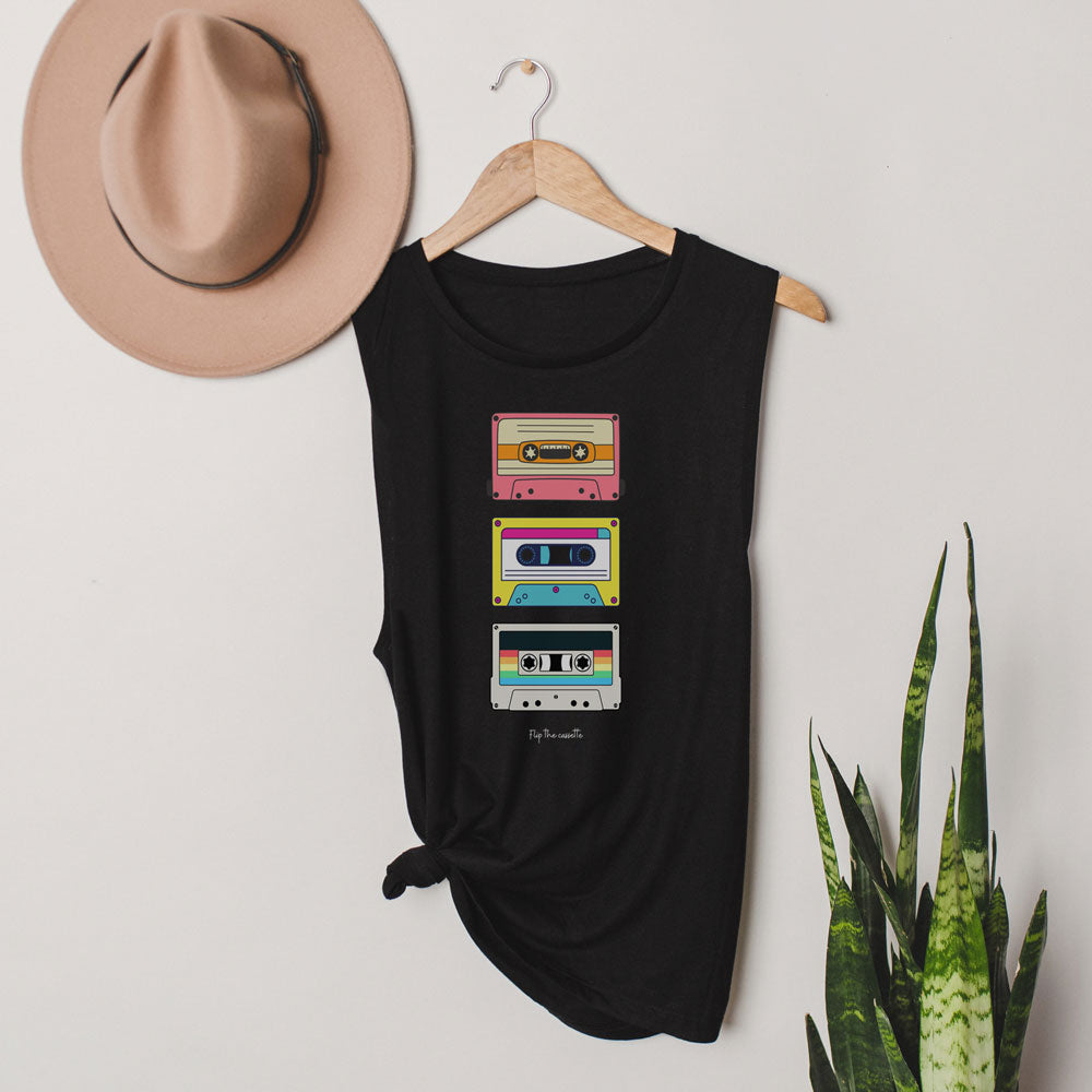 cassette muscle tee tank top, retro tshirts