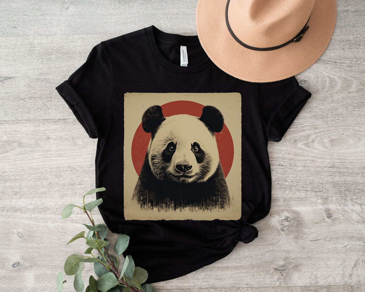 Cute panda Tshirt, womens, organic cotton.