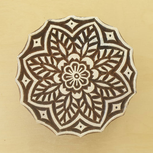 Mandala Stamp, Floral Wood Block Printing Stamp.
