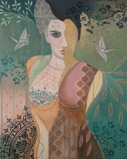 Oriental figurative painting by artist Libby Mills.