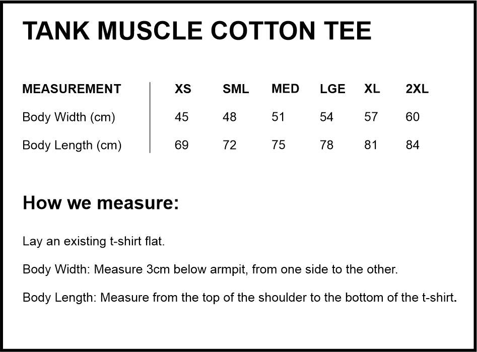 muscle tee tank top size guide.