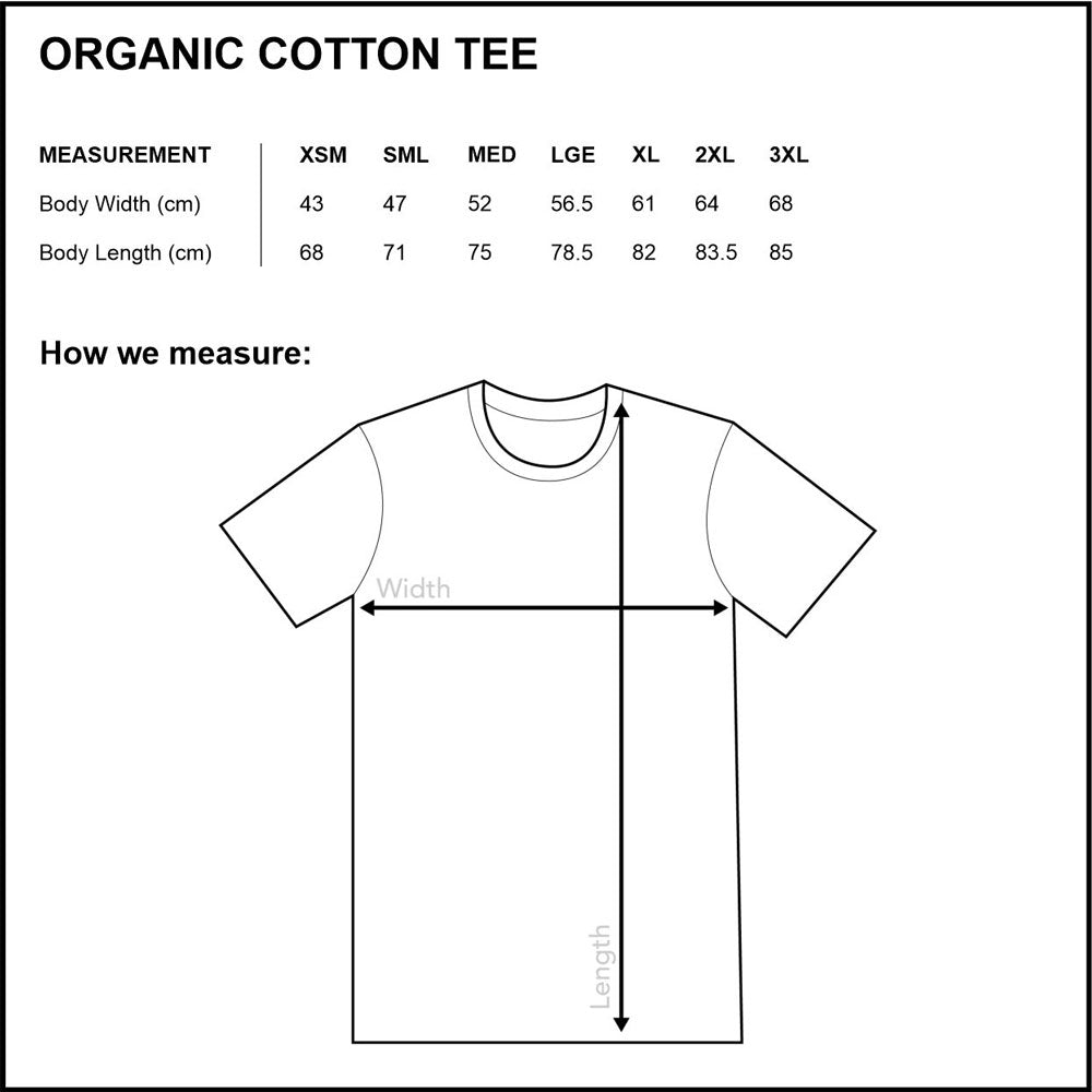 organic cotton tshirt size guide