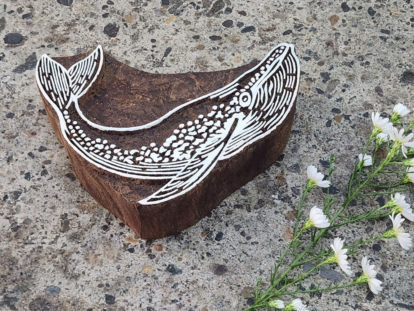 Whale Stamp, Wooden Printing Block, Large