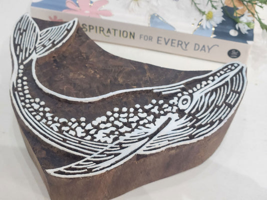 Whale Stamp, Wooden Printing Block, Large