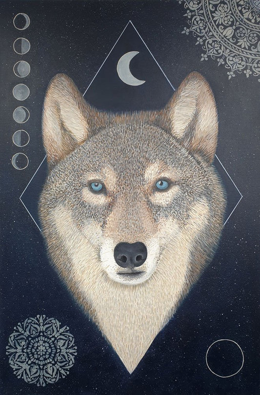 Wolf painting, original art by Libby Mills.