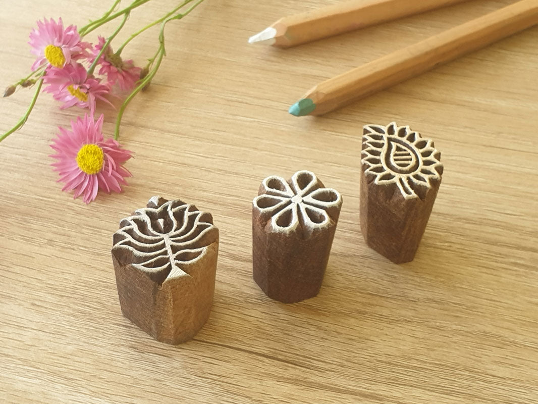 paisley floral stamp set, wood block printing.