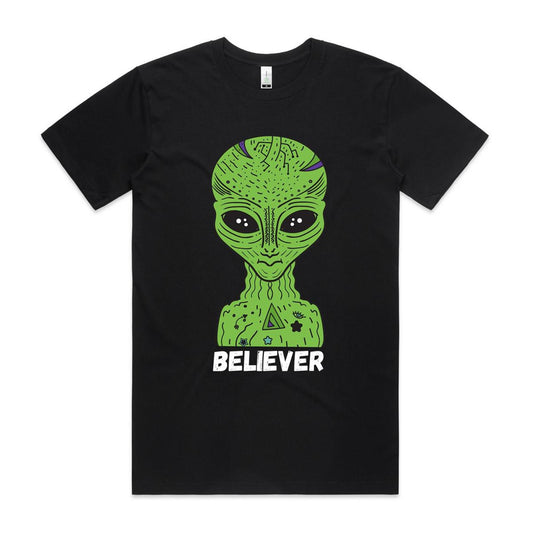 Alien tshirt, black and green graphic tee.